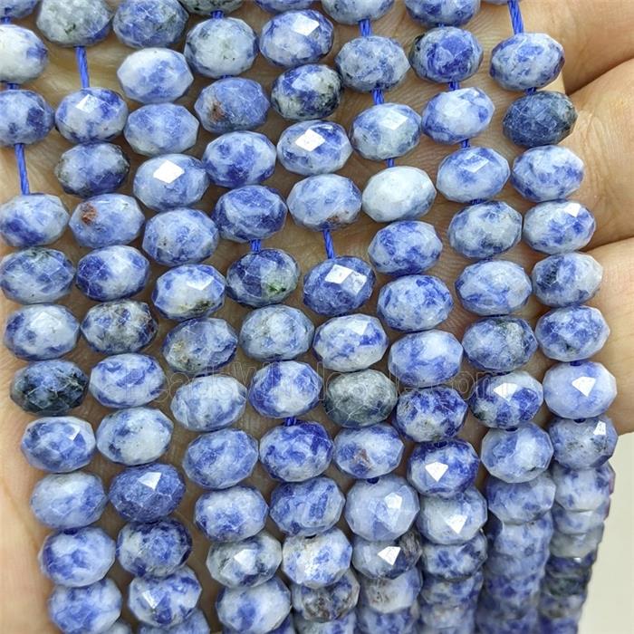 Natural Blue Dalmatian Jasper Beads Faceted Rondelle