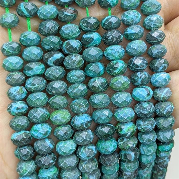 Natural Map Jasper Beads Peacock-Green Dye Faceted Rondelle