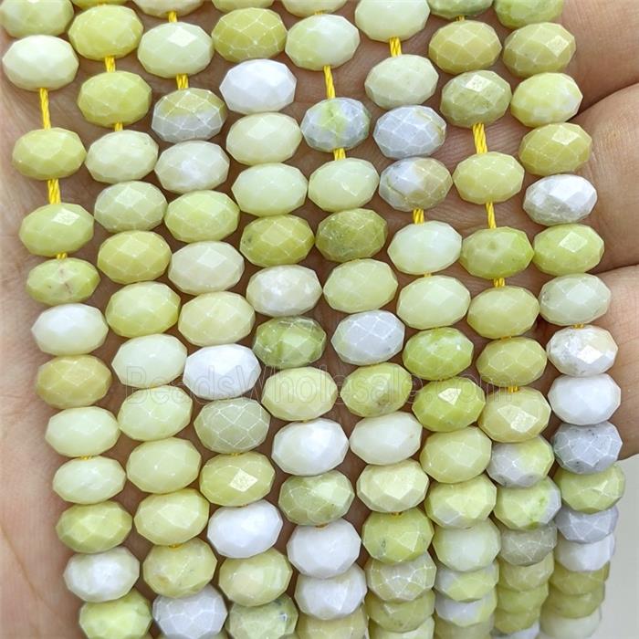Natural Lemon Jasper Rondelle Beads Faceted