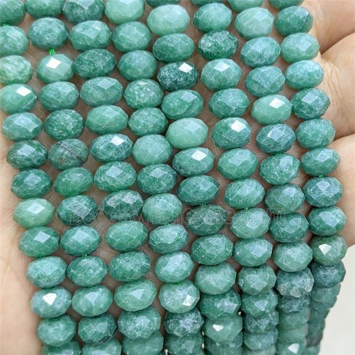 Green Dye Jade Beads Faceted Rondelle