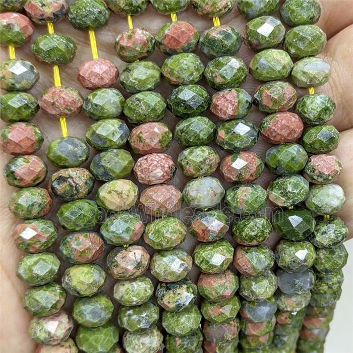 Natural Unakite Rondelle Beads Faceted