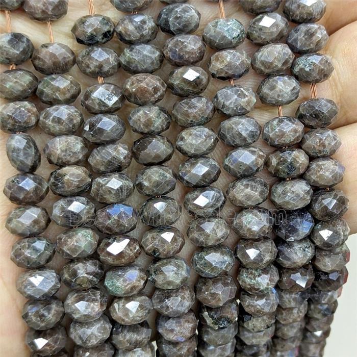 Natural Coffee Labradorite Rondelle Beads Faceted