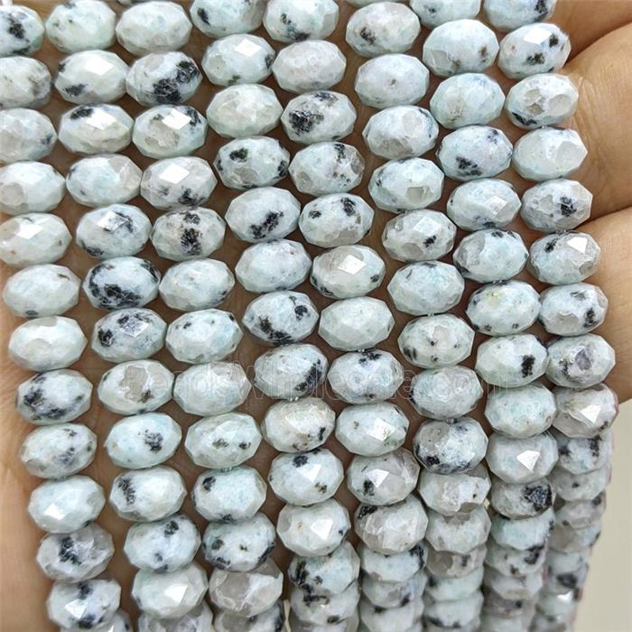 Natural Kiwi Jasper Rondelle Beads Faceted