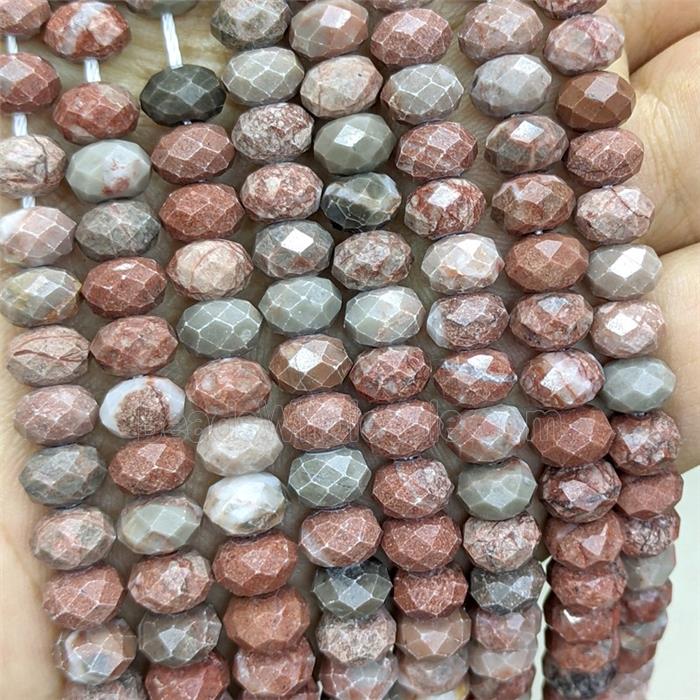 Natural Red Jasper Rondelle Beads C-Grade Faceted