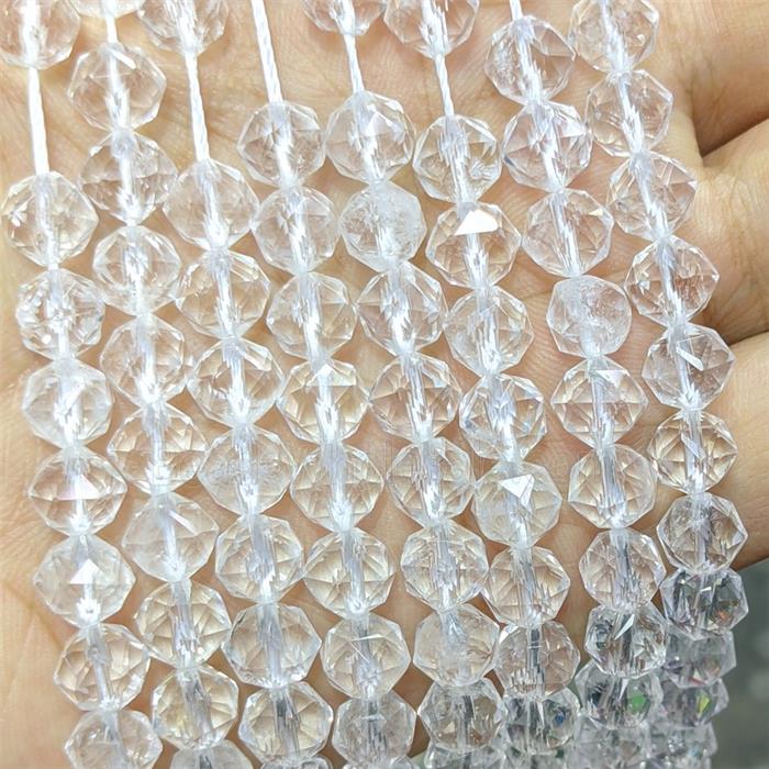 Natural Clear Crystal Quartz Beads Cutted Round