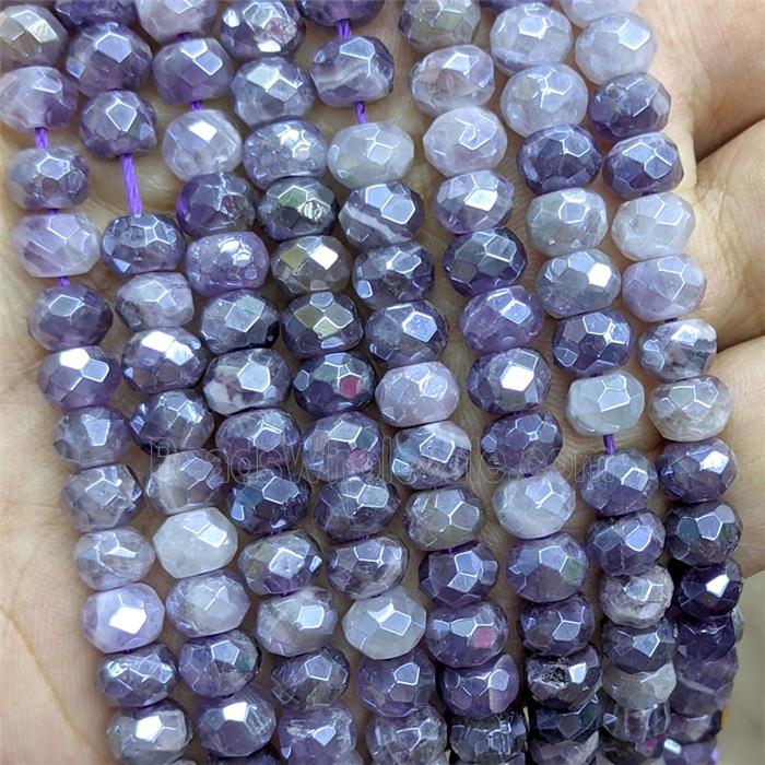 Natural Purple Amethyst Beads Faceted Rondelle Electroplated
