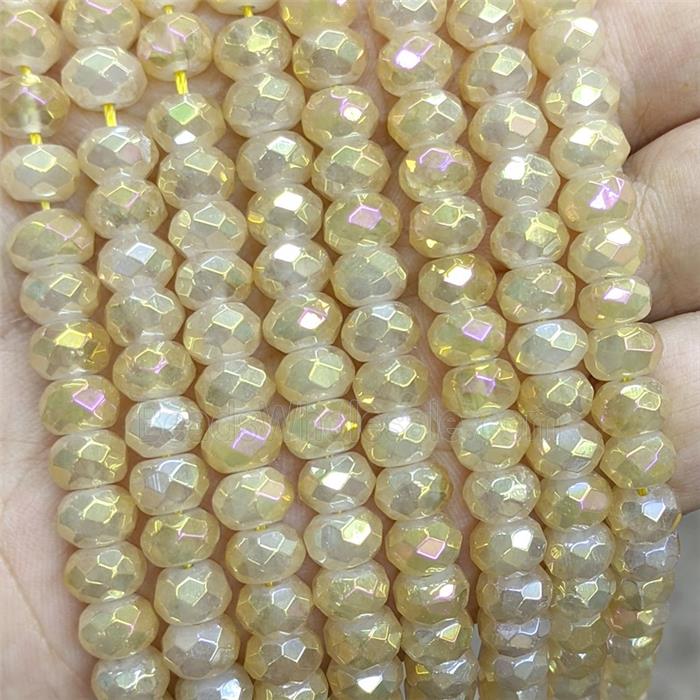 Natural Yellow Citrine Beads Faceted Rondelle Electroplated