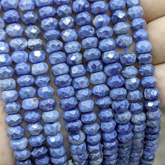 Blue Sodalite Beads Faceted Rondelle Electroplated