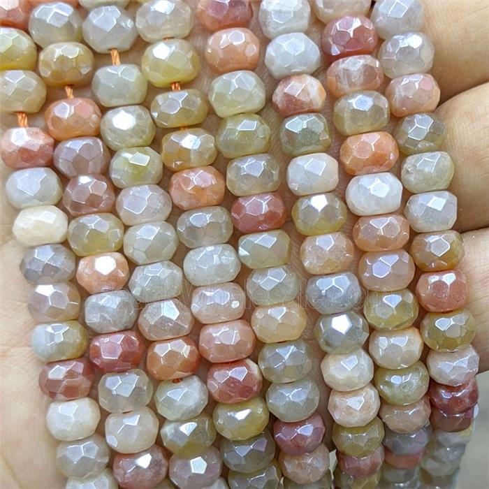 Natural Orange Aventurine Beads Faceted Rondelle Electroplated