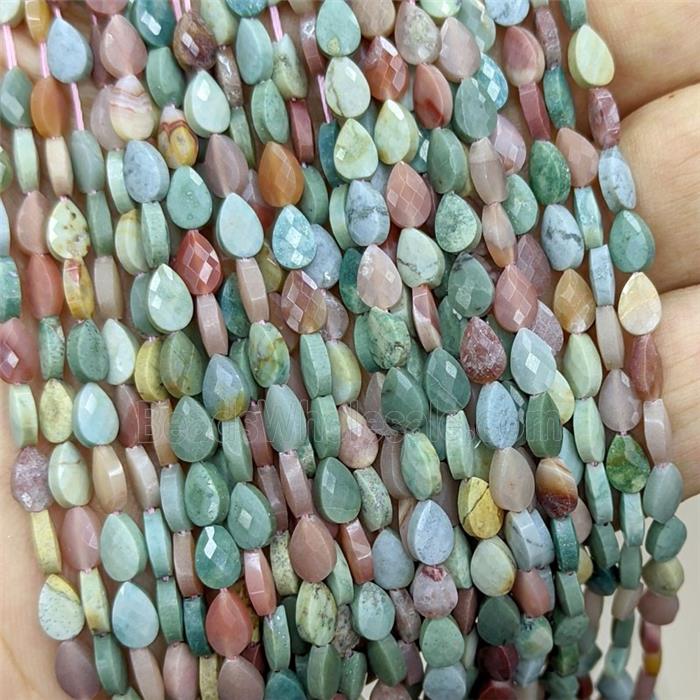 Natural Alashan Agate Beads Alxa Faceted Teardrop Multicolor
