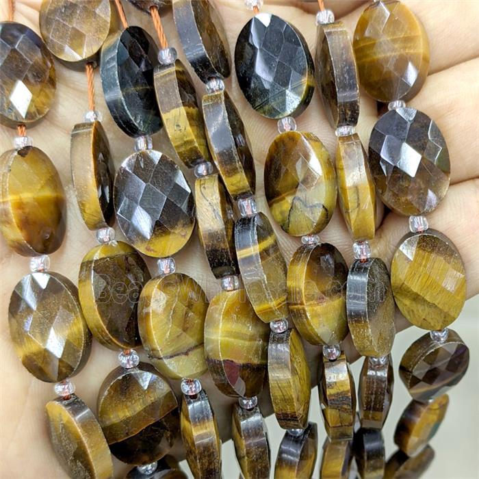 Natural Tiger Eye Stone Beads Faceted Oval