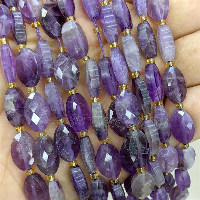 Natural Purple Amethyst Beads Faceted Horse-Eye