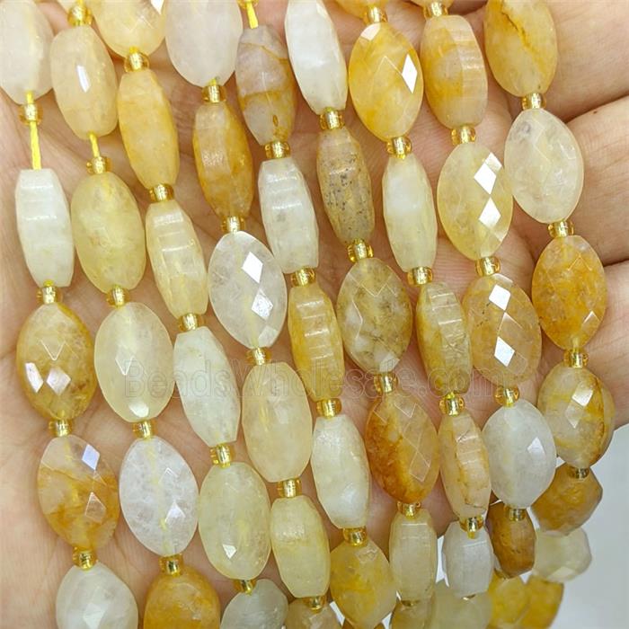 Natural Yellow Honey Jade Beads Faceted Horse-Eye