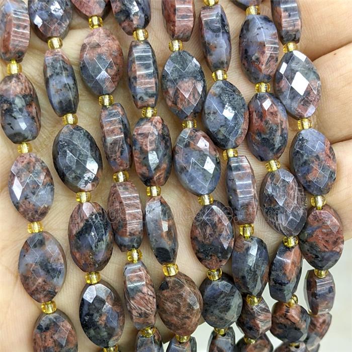Natural Red Labradorite Beads Larvikite Faceted Horse-Eye