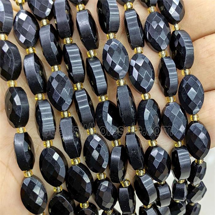 Natural Black Obsidian Beads Faceted Horse-Eye