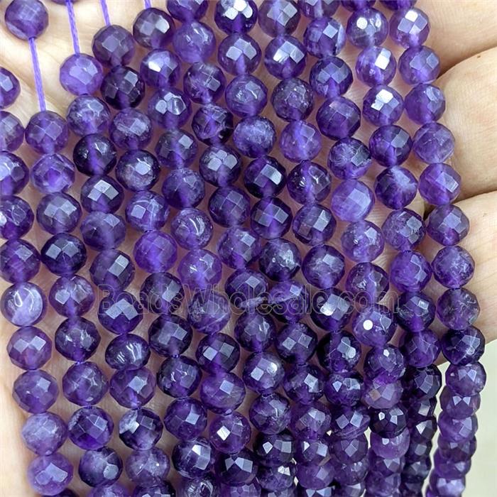 Natural Purple Amethyst Beads Faceted Round