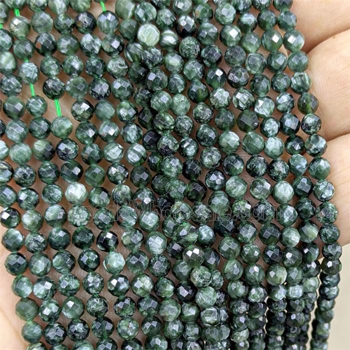 Natural Green Charoite Beads Faceted Round