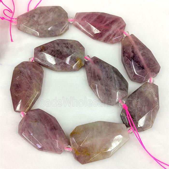 Pink Rose Quartz Slice Beads