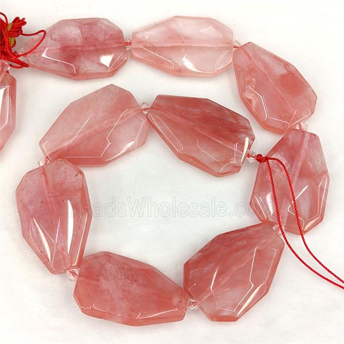 Synthetic Quartz Slice Beads Pink