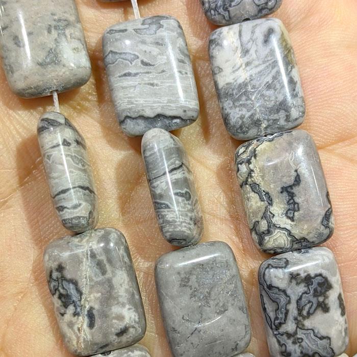 Gray Map Jasper Rectangle Beads
