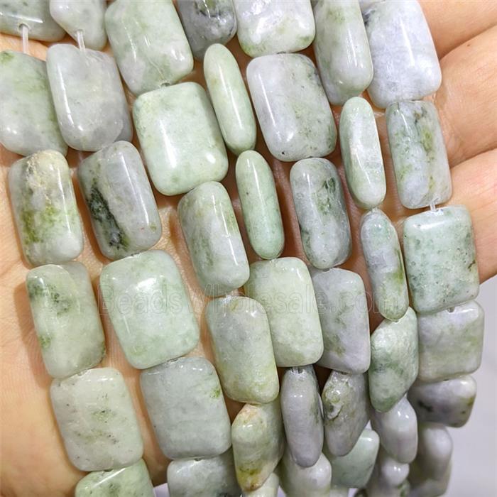 Green Nephrite Jade Rectangle Beads
