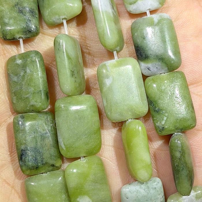 Green Chinese Nephrite Jade Rectangle Beads