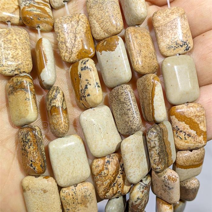 Natural Picture Jasper Rectangle Beads