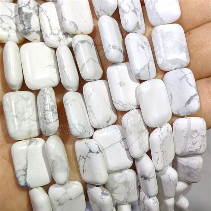 White Howlite Turquoise Rectangle Beads