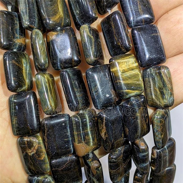 Blueyellow Tiger Eye Stone Rectangle Beads