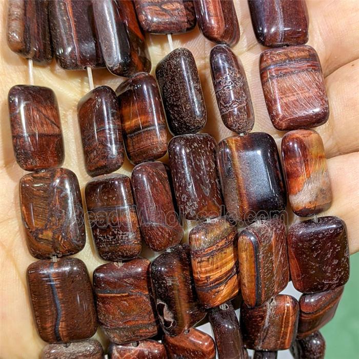 Red Tiger Eye Stone Rectangle Beads