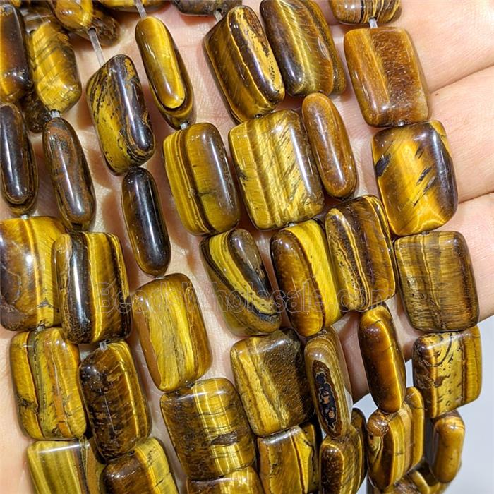 Natural Tiger Eye Stone Rectangle Beads