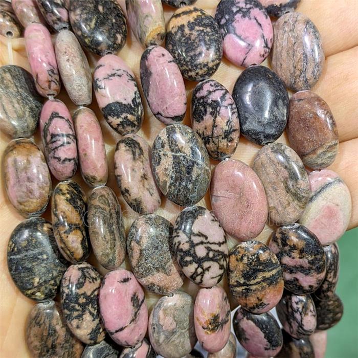 Natural Chinese Rhodonite Oval Beads Pink
