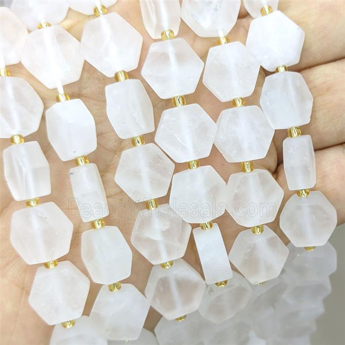 Natural White Jade Hexagon Beads Matte