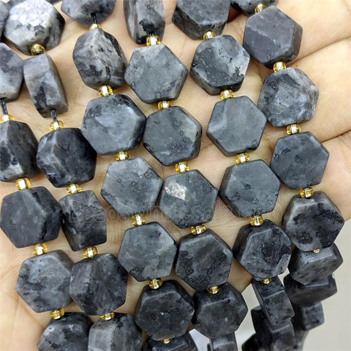 Natural Black Labradorite Hexagon Beads Matte