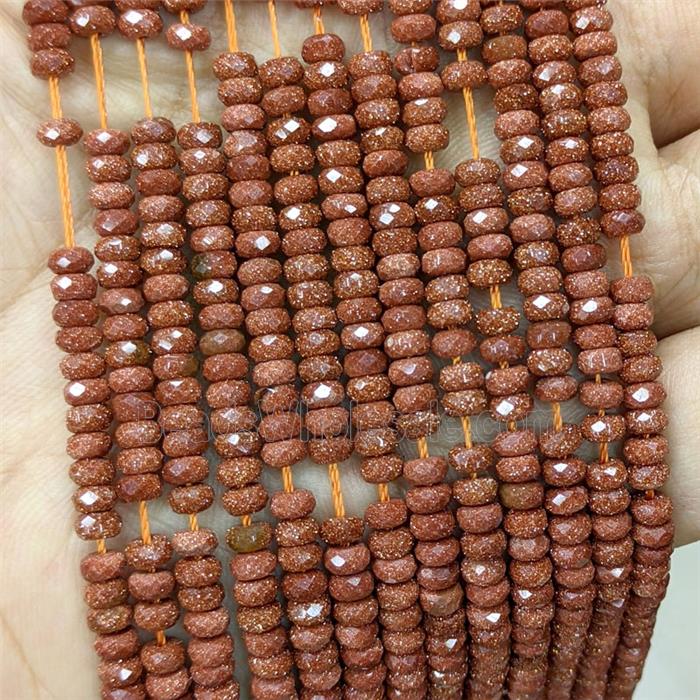 Golden Sandstone Beads Faceted Rondelle