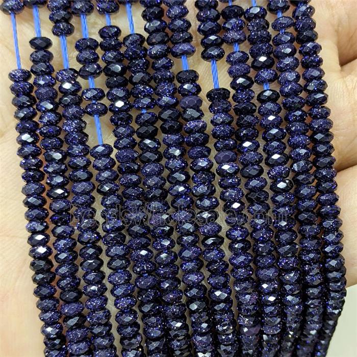 Blue Sandstone Beads Faceted Rondelle