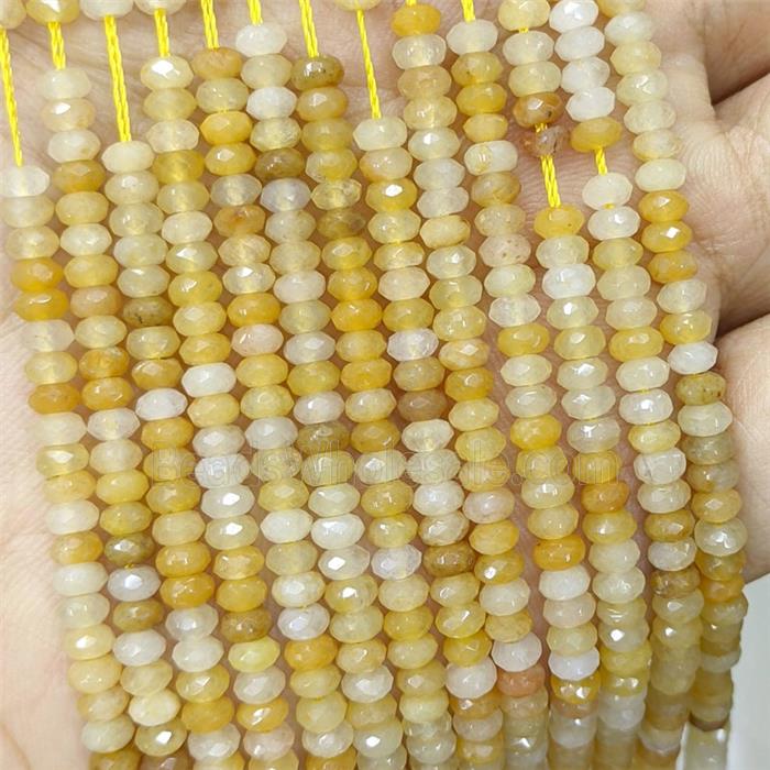 Yellow Honey Jade Beads Faceted Rondelle
