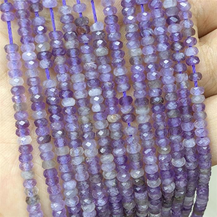 Natural Purple Amethyst Beads Faceted Rondelle