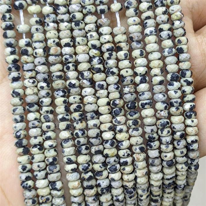 Black Dalmatian Jasper Beads Faceted Rondelle
