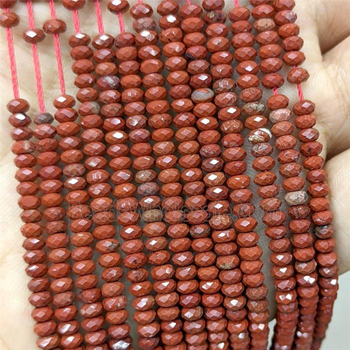 Red Jasper Beads Faceted Rondelle