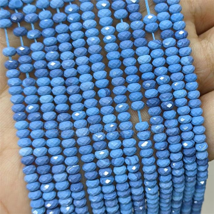Blue Ceramic Turquoise Beads Faceted Rondelle