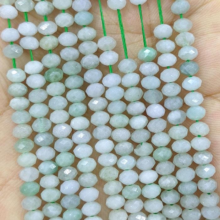 Natural Burma Jadeite Beads Green Faceted Rondelle