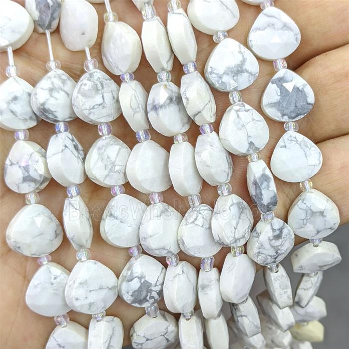 White Howlite Turquoise Triangle Beads Faceted