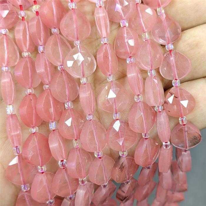 Synthetic Pink Quartz Triangle Beads Faceted