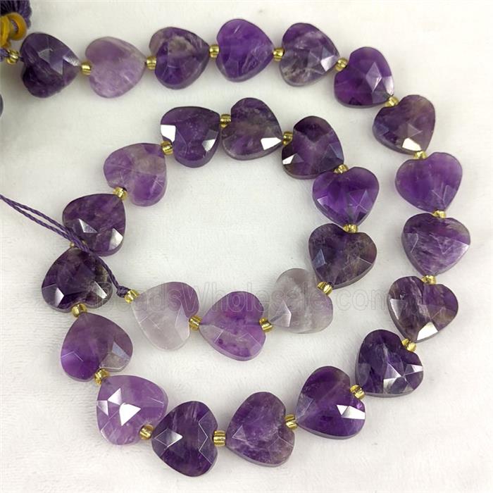 Purple Amethyst Heart Beads Faceted