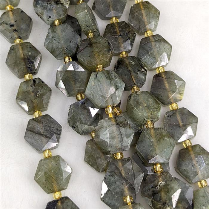 Natural Labradorite Hexagon Beads Faceted