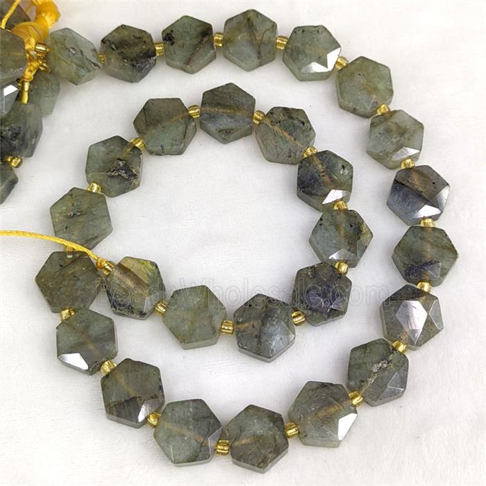 Natural Labradorite Hexagon Beads Faceted
