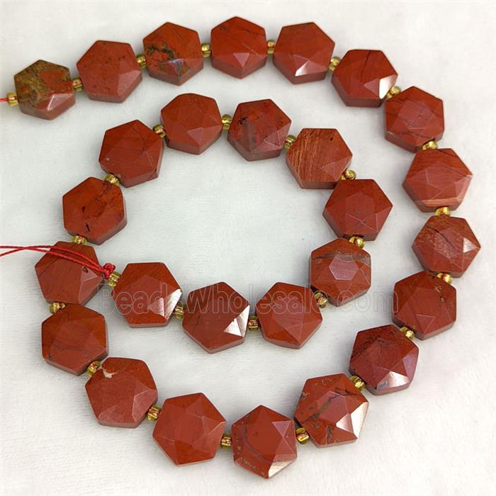 Natural Red Jasper Hexagon Beads Faceted