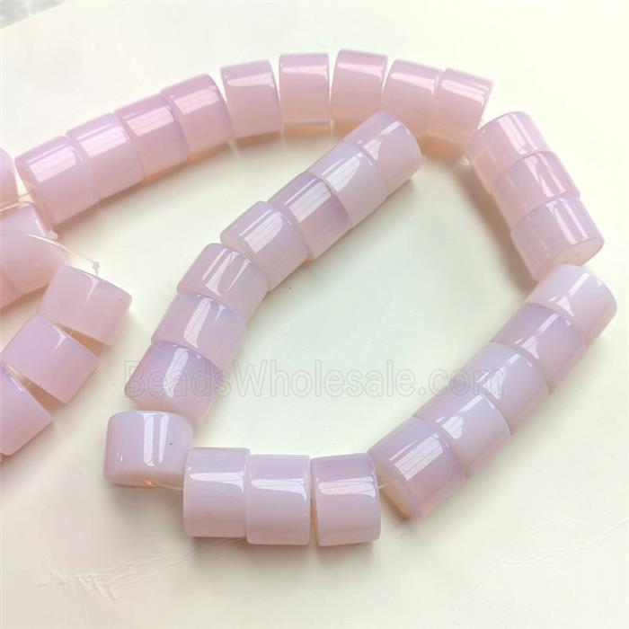Pink Opalite Column Beads Tube