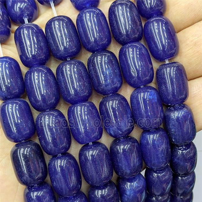 Blue Dye Jade Barrel Beads